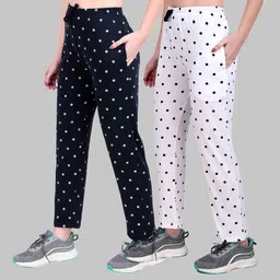 jeckward Pack of 2 Women Polka Print Multicolor Track Pants-picture-38