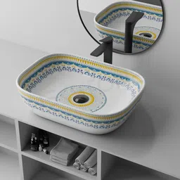 nekstone Moroccan Premium Ceramic Counter top basin (18x13x5) Glossy 1159 Table Top Basin-picture-10