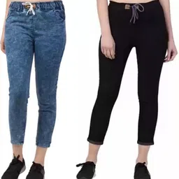 relieco Women Jogger Fit Mid Rise Blue Jeans-picture-36