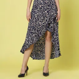 oomph! Women Striped Asymetric Blue Skirt-picture-20