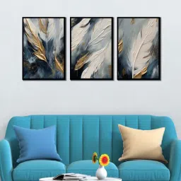 wens Modern Multicolour Canvas & MDF (Set of 3) Framed Art Panels-picture-20