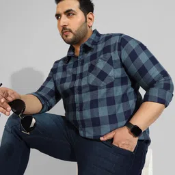 instafab plus Men Regular Fit Checkered Casual Shirt-picture-18