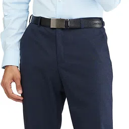 park avenue Men Regular Fit Blue Polyester Trousers image 5