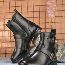 Synthetic Leather Black Stylish Above Ankle Boots Redefining Fashion For Women Boots For Women-image-8