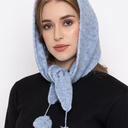 513 Self Design Wool Blend Women Blue Fancy Scarf image 1