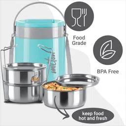 milton CLASSIC TIFFIN 3 green 900ml 3 Containers Lunch Box image 4