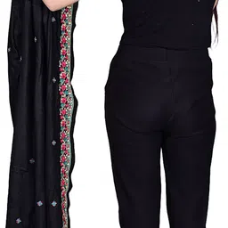 vkkulsum Rayon Embroidered Black Women Dupatta image 5