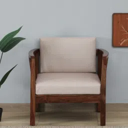 woodsworth from pepperfry Gistrup Sheesham Wood 1 Seater Sofa In Honey Oak Finish image 1