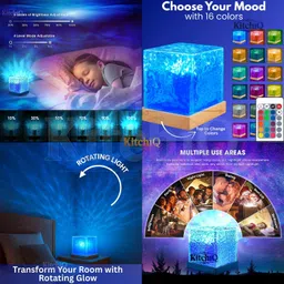 kitchiq Ocean Wave Projector Light, 16 Colors Gradual Rotating Flame,with Remote Control Night Lamp image 4