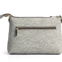 exotic Grey Women Sling Bag Floral Embossed Texture Sling Bag for Women image 5