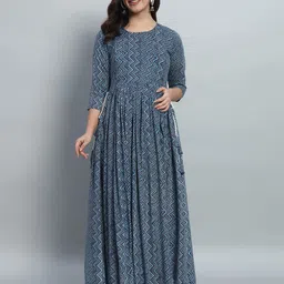 gujari Women Ethnic Dress Blue Ankle Length Dress image 5