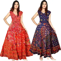 houseofcommon Printed Pure Cotton Stitched Anarkali Gown-picture-20