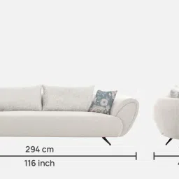 casacraft from pepperfry New Jersey Fabric 4 Seater Sofa in Ivory Colour image 2