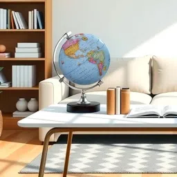 royaloak Decorative World Globe Aluminum Frame Wooden Base image 1