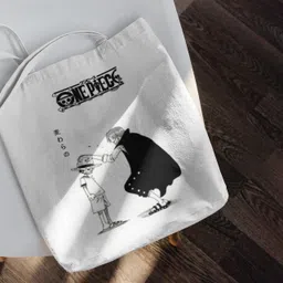 eshaaver White Men & Women Tote Anime one piece printed tote bag featuring Monkey D Luffy and Shanks image 3