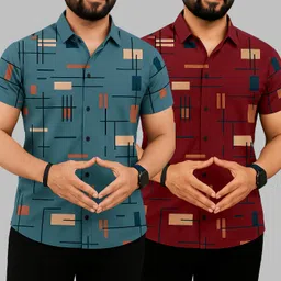 solbiza Men Regular Fit Printed Slim Collar Casual Shirt image 1