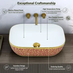 plantex Ceramic Table Top Wash Basin/ Basin /Washbasin for Bathroom-Marble Finish Ceramic Washbasin for Bathroom/Bathroom Basin/Tabletop Wash Basin for Home/Hotel Counter Top image 4