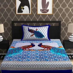 clothohub Cotton Single Flat 144 TC Jaipuri Prints Bedsheet image 3