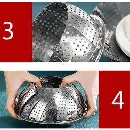 livviomart Foldable 15cm Stainless Steel Vegetable Steamer Basket for Healthy Cooking Stainless Steel Fruit & Vegetable Basket image 5