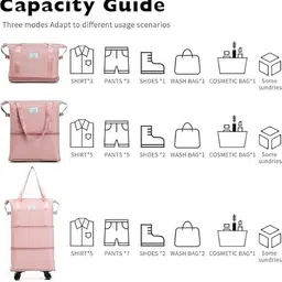 govindika 58 L Strolley Duffel Bag - Rolling Duffle Bag with Wheels, - Peach - Large Capacity image 3