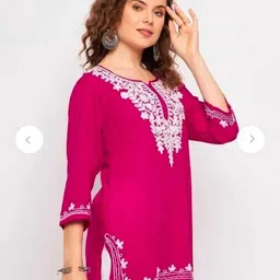 crown king garments Women Embroidered Pure Cotton Straight Kurta image 3