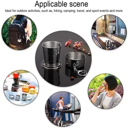 kvvtrades Portable Folding Stainless Steel Glass Glass Set Water/Juice Glass image 2