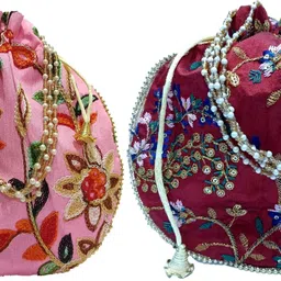 Girls Pink, Maroon, Gold Potli-image-13