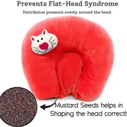 babeestar SUPER SOFT MUSTURD SEED FILLING BABY HEAD SHAPER PILLOW Microfibre Animals Baby Pillow Pack of 1 image 2
