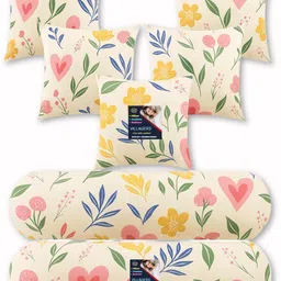 villagers Microfibre Bolster Pack of 7 Floral 5 Cushion and 2 Bolster-picture-25