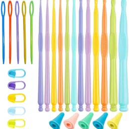 9 Pcs Ergonomic Crochet Hook Set with Soft Grip Handles for Knitting and DIY Knitting Pin-image-27