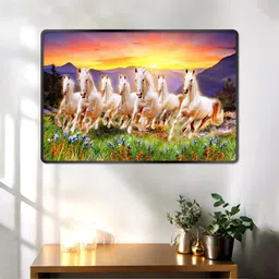 Vastu Lucky Seven Running Horses Painting for Living | Pooja Room | Hotel Digital Reprint 12 inch x 18 inch Painting-image-19