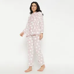 madame Women Night Suit Set Pink Printed image 3