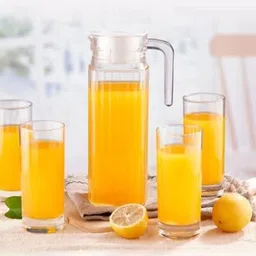 mdnsho glass linning jug 1.2 liter and round shape glass set 250 ml Jug Glass Set image 1