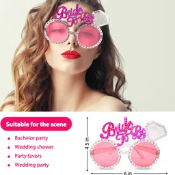 zyozi Pink, White Bride to Be Decoration Banner, EyeGlass & Sash (Pack Of 3) image 4