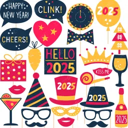 zyozi New Year Photo Booth Props 2023 for Happy New Year Decorations 2023 (Pack of 27) Photo Booth Board-picture-11