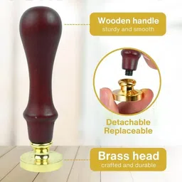 peacora 7Pcs Sealing Wax Stamps Copper Seals + 1 Wooden Wax Seal Stamp image 4