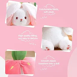 toyingly Zipper Strawberry Bunny Stuffed Toy For Boy And Girl - 35 cm image 2