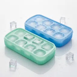 flynhigh 2pcs 8 big Cavity Pop Up Ice Cube Trays for Freezer with Lid 100% BPA Free B6 Multicolor Silicone Ice Cube Tray-picture-29