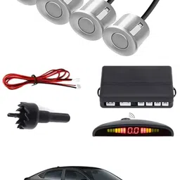 intenzo Universal 4 Silver Reverse Parking Sensor With LED Display For Cars-295 Safety of Passengers/Car One Alarm Kit-139 Parking Sensor-picture-29