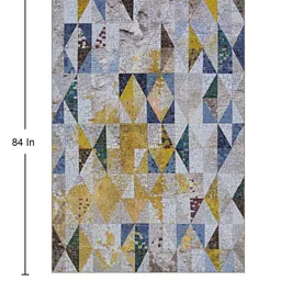 kaleen india Indigo Geometric Polyester 5' X 7' Machine Made Carpet image 3