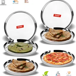 sumeet Stainless Steel Apple Shape Heavy Gauge Dinner Plates 29.5cm Dia - Set of 6pc Dinner Plate image 2