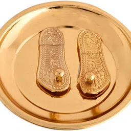 great art Sri Laxmi Charan Paduka on Plate Mix of Five Metal-gold Aluminium Yantra-picture-24