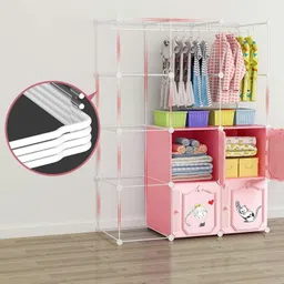 lacossi 6-Door 8-Shelf Plastic kids Collapsible Cupboard PC Collapsible Wardrobe image 2