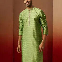 vastramay Men Self Design Silk Blend Straight Kurta image 3