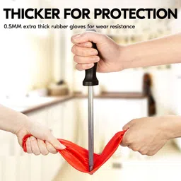 donizard Latex Rubber PVC Lined Elbow Length Hand Glove for Kitchen Bathroom Gardening Wet and Dry Disposable Glove Set image 3