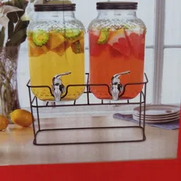 mdnsho Glass Transparent Beverage Dispenser (2 PCS 4L dispenser with stand) Bottom Loading Water Dispenser image 2
