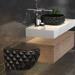 nerobi BIG SIZE DESIGNER PREMIUM TABLE TOP COUNTER TOP WASH BASIN 24x13.5x5 diamondblack Table Top Basin image 3