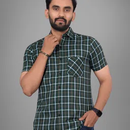 voroxy Men Regular Fit Checkered Spread Collar Casual Shirt image 3