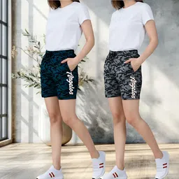 rk costing Pack of 2 Printed Women Black, Grey Regular Shorts-picture-15