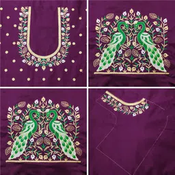 vivida enterprise Unstitched Art Silk Blouse Material Embroidered-picture-22